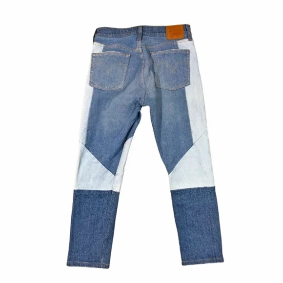 LEVI'S 501® Patchwork Stretch Skinny Blue Jeans Size 30x26 - Picture 3 of 9